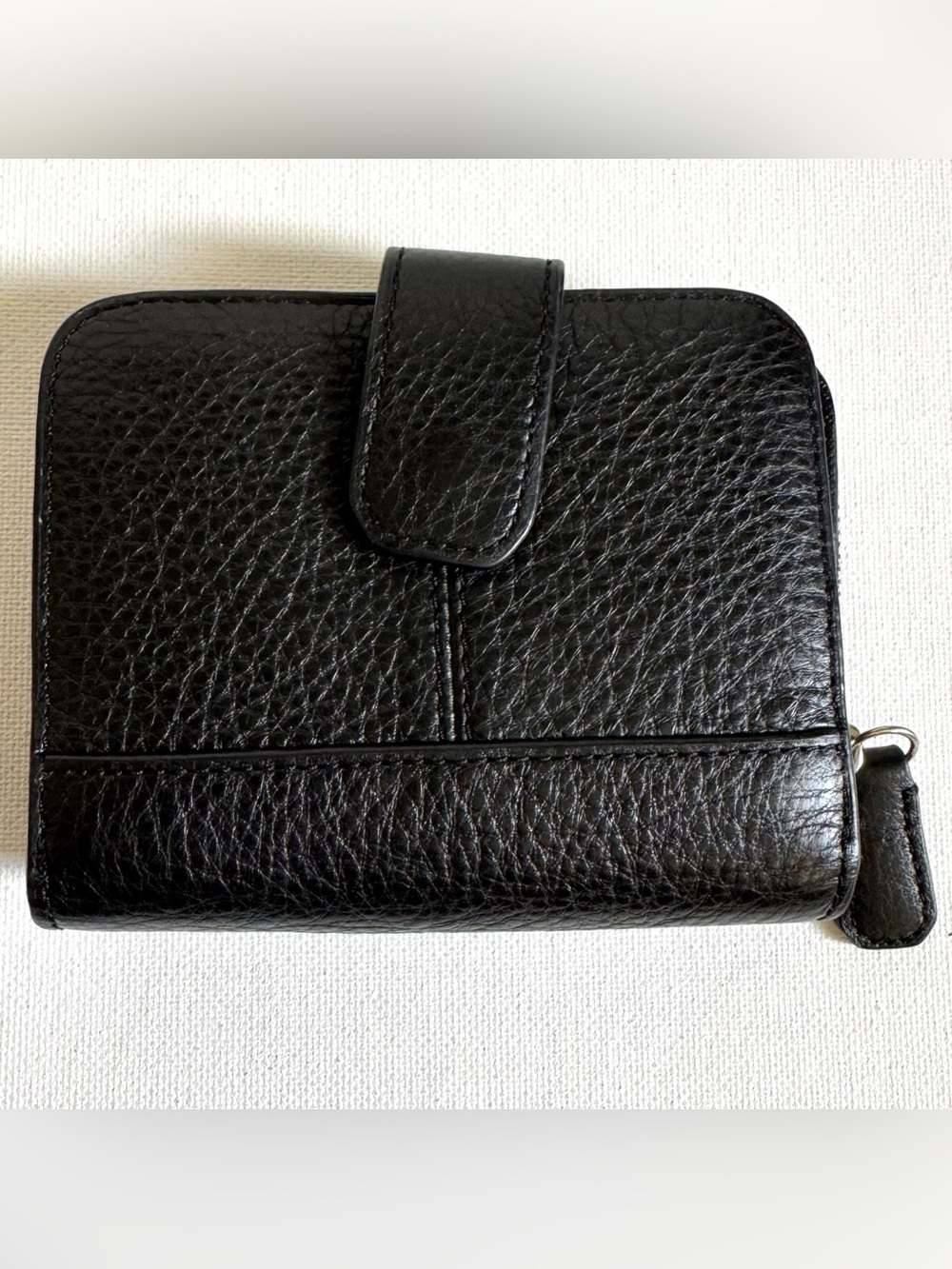 Coach Zip Around Snap Wallet Black Pebbled Leather Accordion Bifold ID - Picture 2 of 10